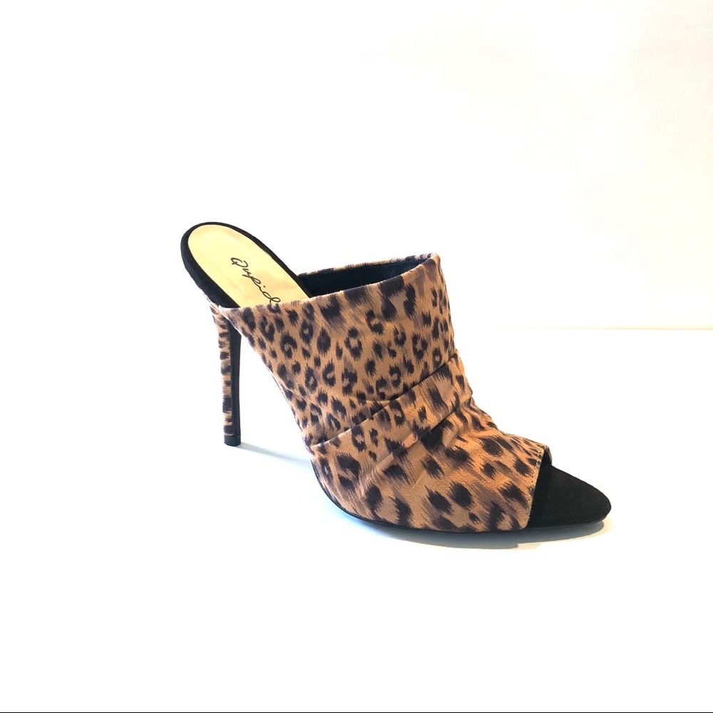 Leopard Animal Print Open Toe 4” Mule NWOT